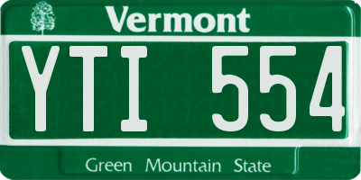 VT license plate YTI554