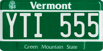 VT license plate YTI555