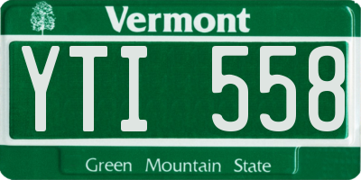 VT license plate YTI558