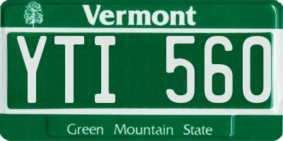VT license plate YTI560