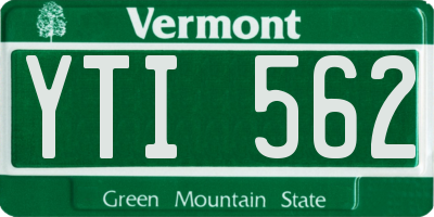 VT license plate YTI562