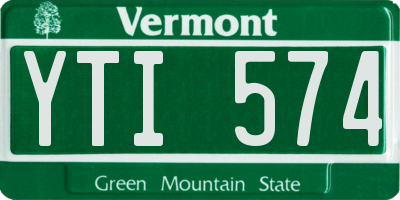 VT license plate YTI574