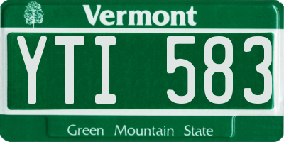 VT license plate YTI583