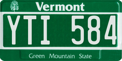 VT license plate YTI584