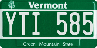 VT license plate YTI585