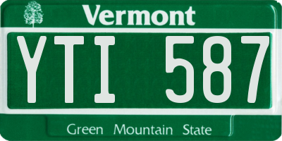 VT license plate YTI587