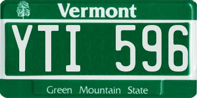 VT license plate YTI596