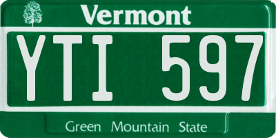 VT license plate YTI597