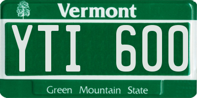 VT license plate YTI600