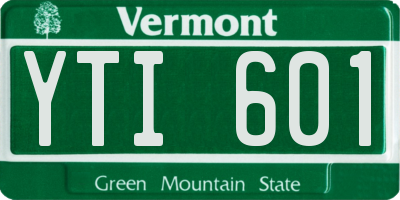 VT license plate YTI601