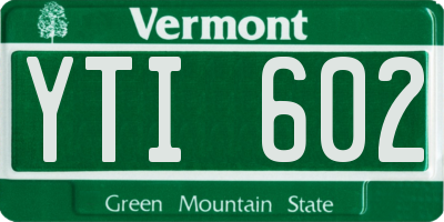 VT license plate YTI602