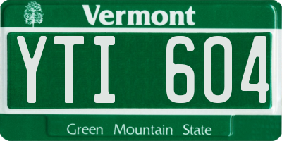 VT license plate YTI604