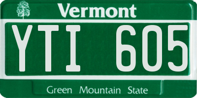 VT license plate YTI605