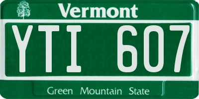 VT license plate YTI607
