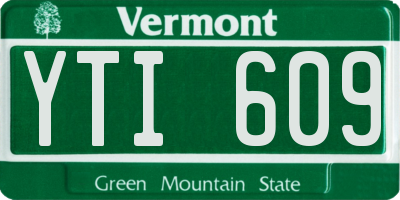 VT license plate YTI609