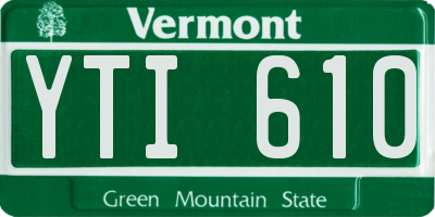 VT license plate YTI610