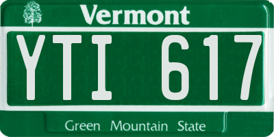 VT license plate YTI617