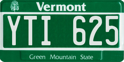 VT license plate YTI625