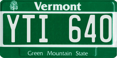 VT license plate YTI640