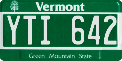 VT license plate YTI642