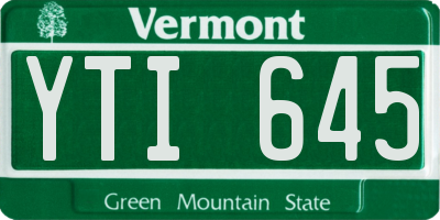 VT license plate YTI645