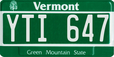 VT license plate YTI647