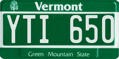 VT license plate YTI650