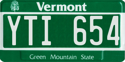 VT license plate YTI654