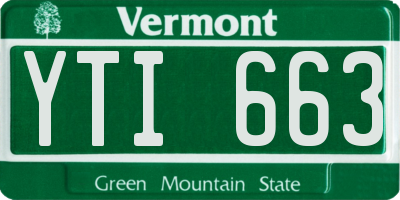VT license plate YTI663