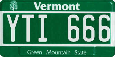 VT license plate YTI666
