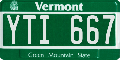 VT license plate YTI667