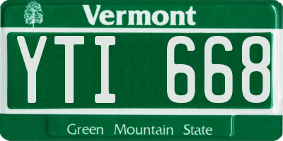 VT license plate YTI668