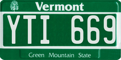 VT license plate YTI669
