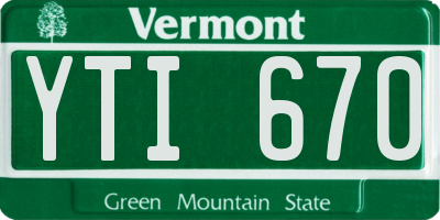 VT license plate YTI670