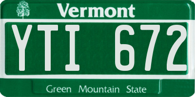 VT license plate YTI672