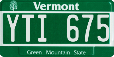VT license plate YTI675