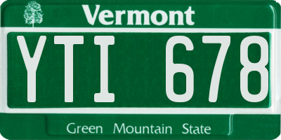 VT license plate YTI678