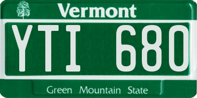 VT license plate YTI680