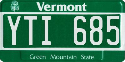 VT license plate YTI685