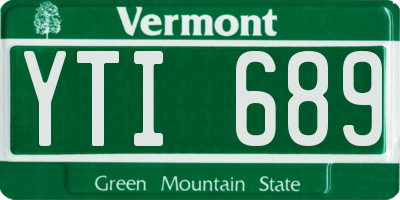 VT license plate YTI689