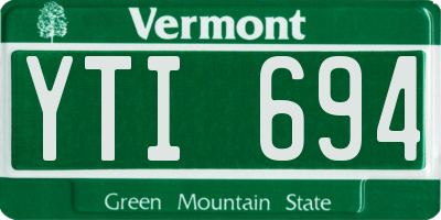 VT license plate YTI694