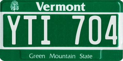 VT license plate YTI704