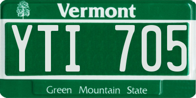 VT license plate YTI705
