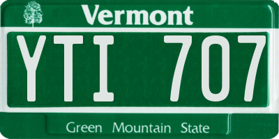 VT license plate YTI707