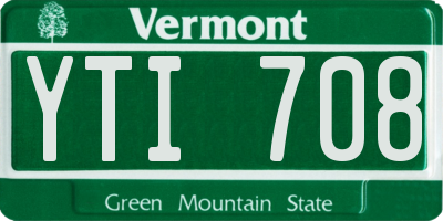 VT license plate YTI708