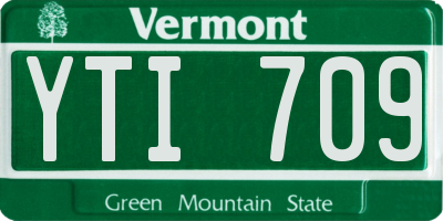 VT license plate YTI709