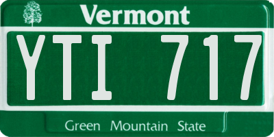 VT license plate YTI717