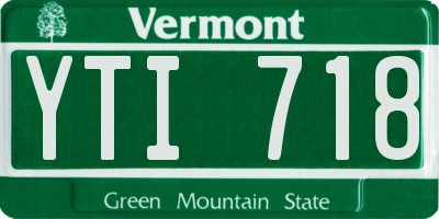 VT license plate YTI718