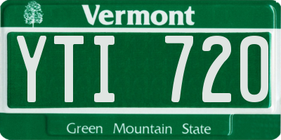 VT license plate YTI720