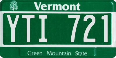 VT license plate YTI721
